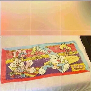 Vintage 1991 Tiny Toon Adventures Beach Towel Featuring Buster & Babs Bunny